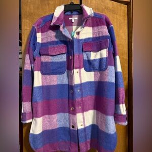 Plaid Shacket in Purple and Blue